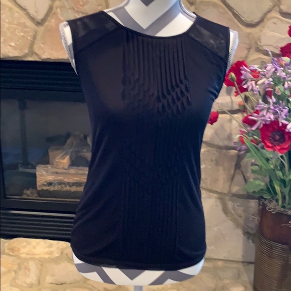 BCBGMaxAzria Tops - NWOT-BCBGMAXAZRIA- black lacy short fitted top